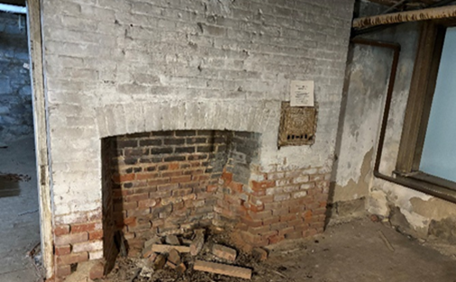 Cellar kitchen hearth, Harmony Hall