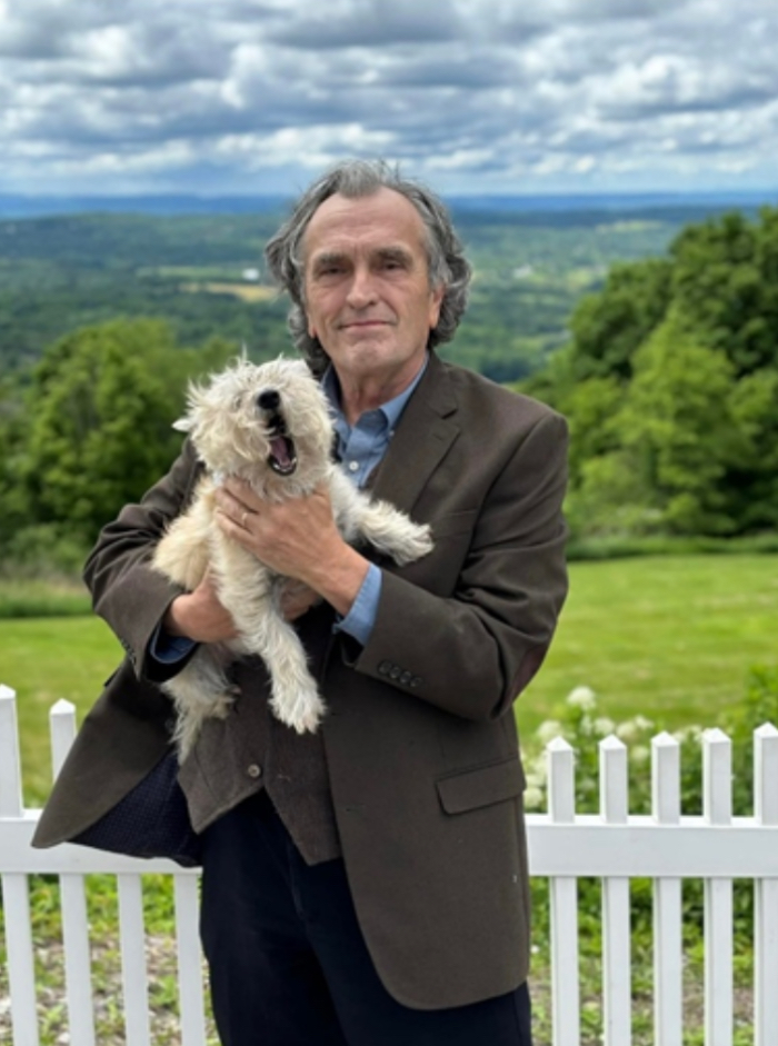 Dr. Stead with Leo, atop Mt. Peter, Orange County, NY, 2025.