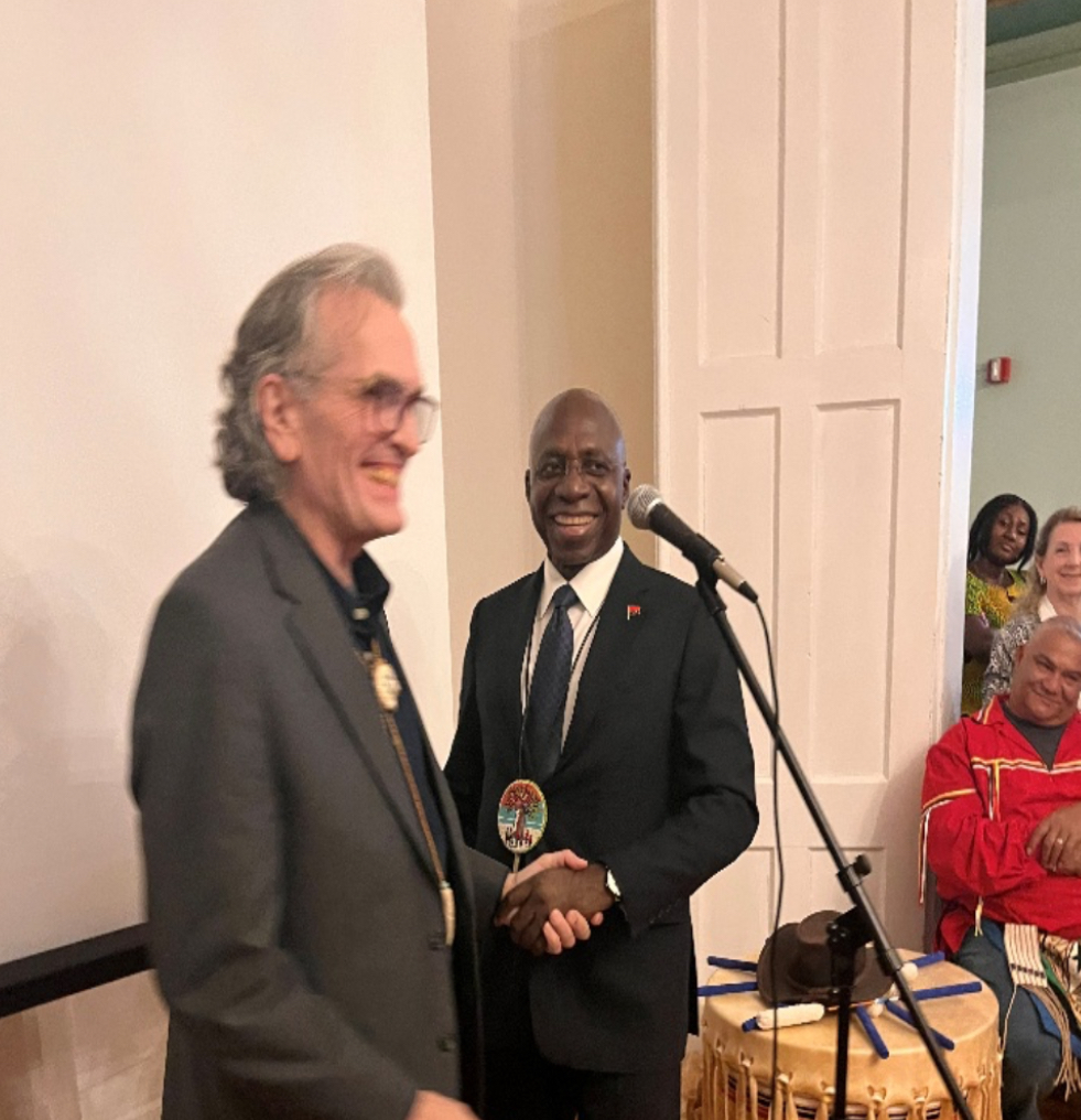 Dr. Stead with H.E. Tete Antonio, Minister of External Relations of the Republic of Angola, at Harmony Hall, April 18, 2025.